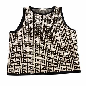 Debut brand knit sleeveless top. Black and beige. Women’s Small